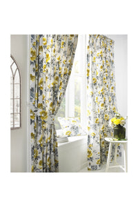 Peony Vibrant Colored Floral Pleat Curtains