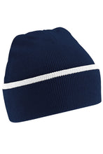 Load image into Gallery viewer, Beechfield Unisex Knitted Winter Beanie Hat (French Navy/White)