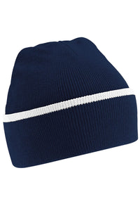 Beechfield Unisex Knitted Winter Beanie Hat (French Navy/White)