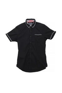 Brave Soul Mens Colvin Short Sleeve Shirt With Contrast Check Detail (Black)