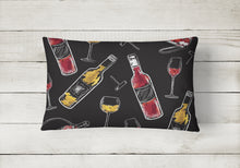 Load image into Gallery viewer, 12 in x 16 in  Outdoor Throw Pillow Red and White Wine on Black Canvas Fabric Decorative Pillow