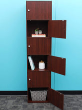 Load image into Gallery viewer, 6 Cube Wood Cabinet, Mahogany