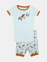 Load image into Gallery viewer, Kids Cotton Short Blue Horse Pajamas