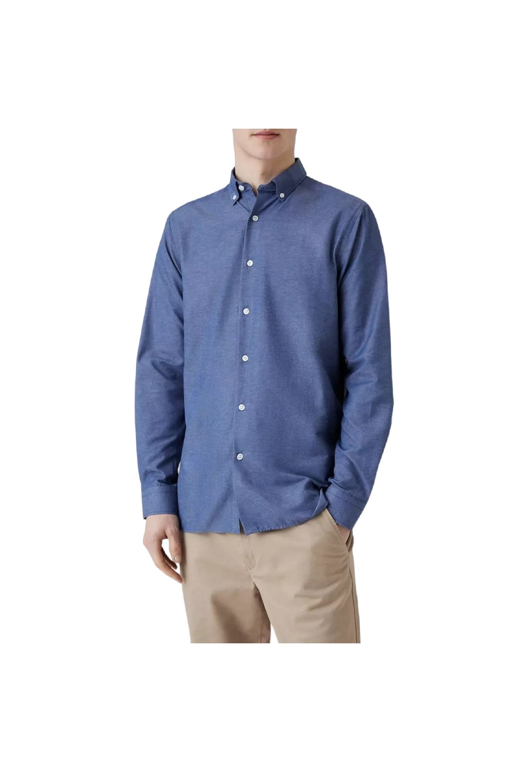 Mens Textured Button-Down Long-Sleeved Shirt