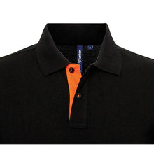 Load image into Gallery viewer, Asquith &amp; Fox Mens Classic Fit Contrast Polo Shirt (Black/ Orange)