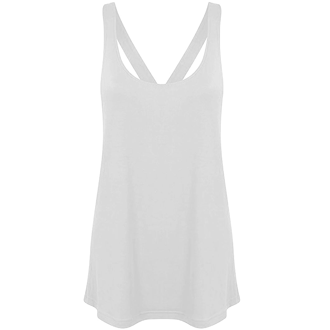 Skinni Fit Womens/Ladies Fashion Workout Tank Top (White)