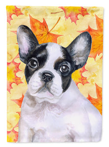 11 x 15 1/2 in. Polyester French Bulldog Black White Fall Garden Flag 2-Sided 2-Ply