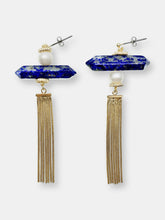 Load image into Gallery viewer, Lapis Lazuli Stone Long Tassel Earring