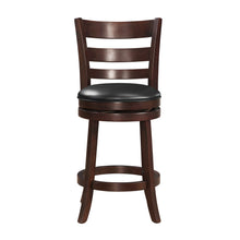 Load image into Gallery viewer, Quill Dark Cherry Full Back Wood Frame Swivel Bar Stool With Faux Leather Seat
