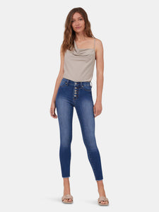 Sloane High-Rise Skinny Ankle w/ Exposed Button Fly