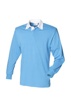 Load image into Gallery viewer, Front Row Long Sleeve Classic Rugby Polo Shirt (Surf Blue/White)