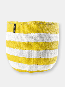 Mifuko - Medium Basket with White and Yellow Stripes