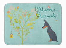 Load image into Gallery viewer, 19 in x 27 in Welcome Friends Doberman Pinscher Machine Washable Memory Foam Mat
