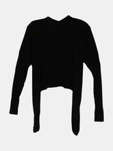 Load image into Gallery viewer, Autumn Cashmere Women&#39;s Black Tie Front Rib Cardigan