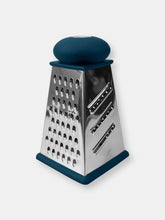 Load image into Gallery viewer, Michael Graves Design Comfortable Grip Non-Skid  Pyramid Shaped Stainless Steel Box Cheese Grater with Handle,  Indigo