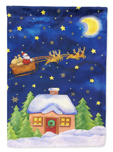28 x 40 in. Polyester Christmas Santa Claus Across the Sky Flag Canvas House Size 2-Sided Heavyweight