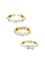 Load image into Gallery viewer, Carolina White And 18K Gold Plated Ring Set