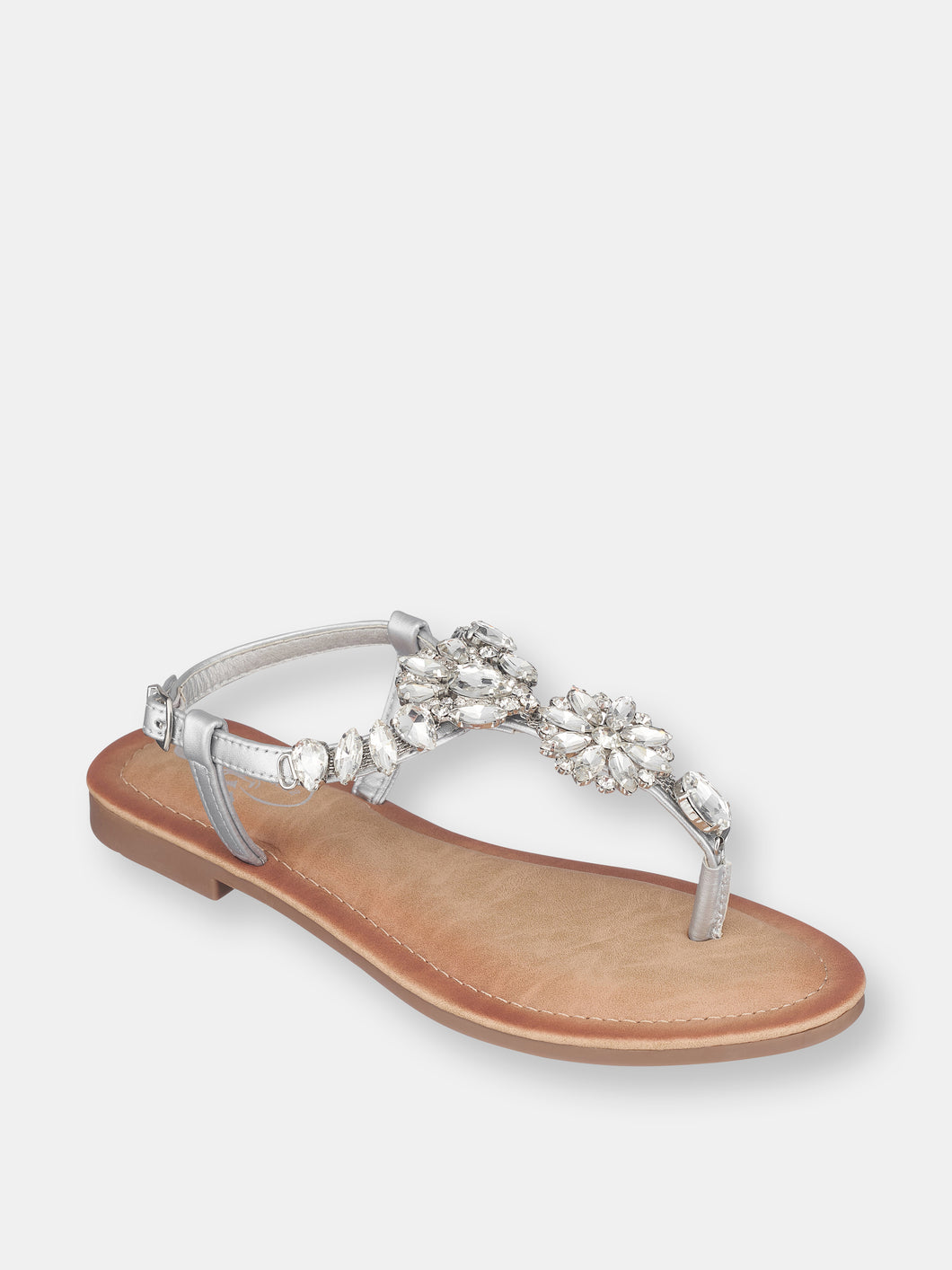 Angie Silver Flat Sandals