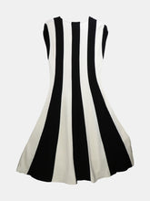 Load image into Gallery viewer, Oscar De La Renta Women&#39;s Black / White Sleeveless Striped Wool Dress - L