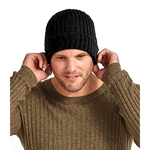 Beechfield Unisex Winter Chunky Ribbed Beanie Hat (Black)