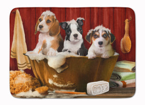19 in x 27 in Beagle, Boston Terrier and Jack Russel in the Tub Machine Washable Memory Foam Mat