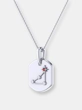 Load image into Gallery viewer, Capricorn Goat Garnet &amp; Diamond Constellation Tag Pendant Necklace In Sterling Silver