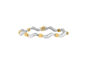 Original Classics 10K Two-Tone Gold Baguette Cut Diamond Spiral Bracelet