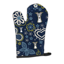 Load image into Gallery viewer, Blue Flowers Italian Greyhound Oven Mitt