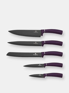 Berlinger Haus 6-Piece Knife Set w/ Magnetic Holder Purple Collection