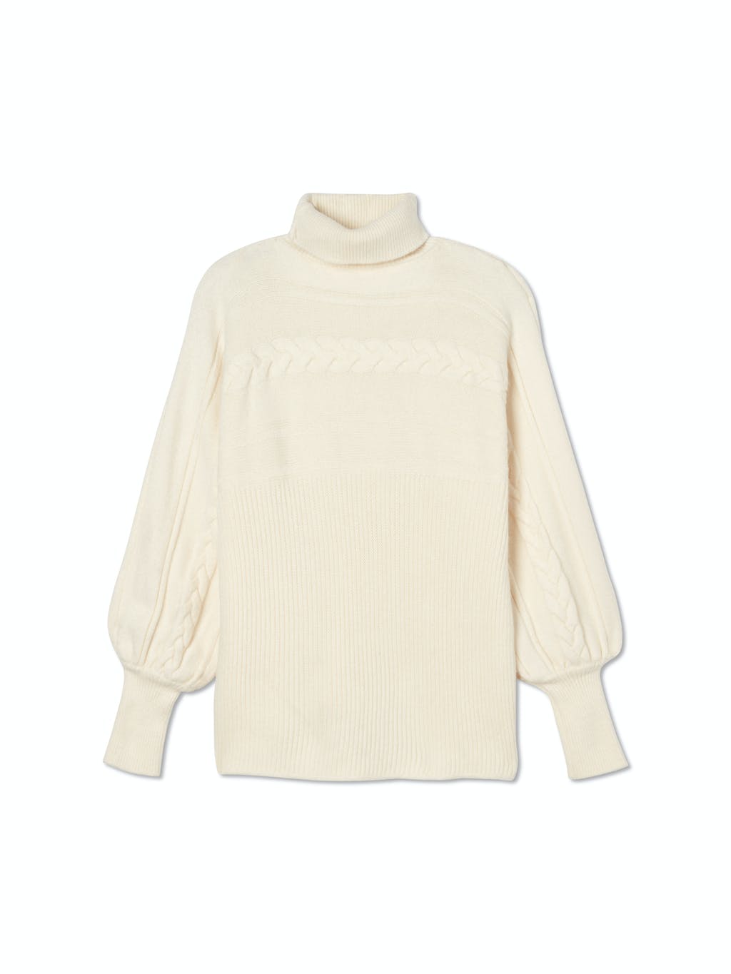 Turtleneck Cable Knit Pullover Sweater
