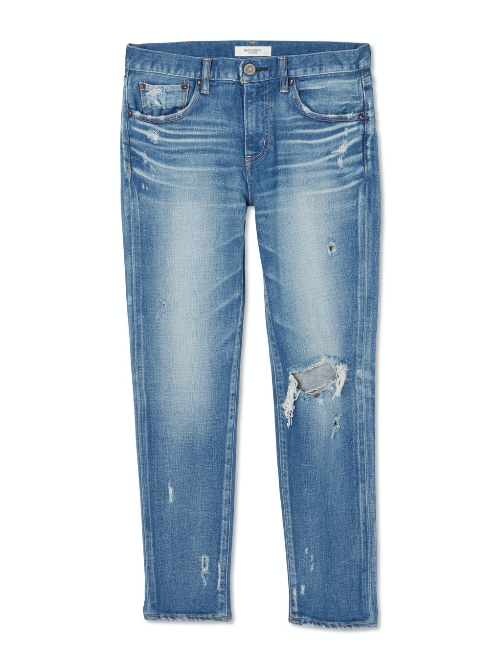 Helendale Mid Rise Deconstructed Skinny Ankle Jeans