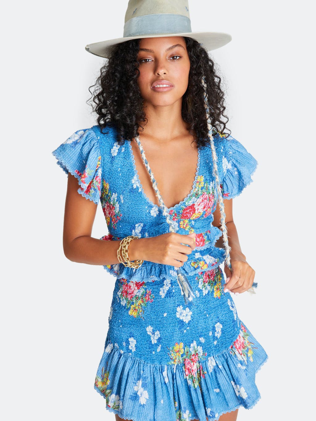 Sonora V-Neck Flutter Sleeve Mini Dress
