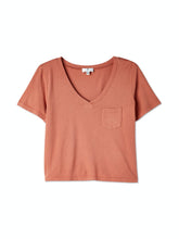 Load image into Gallery viewer, Washed Crop V-Neck Tee