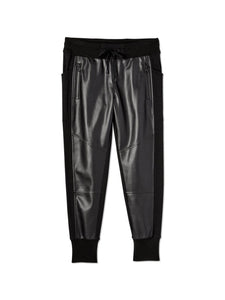 Faux Leather Front Jogger