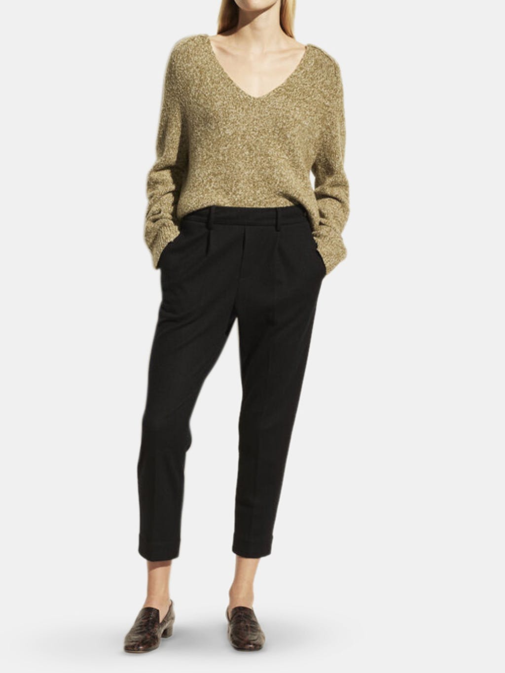 Cozy Pull On Wool-Blend Pleated Pant