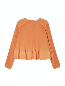 Long Sleeve Yorked Pleated Top