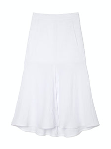Viscose Plisse Long Front Slit Flared Skirt