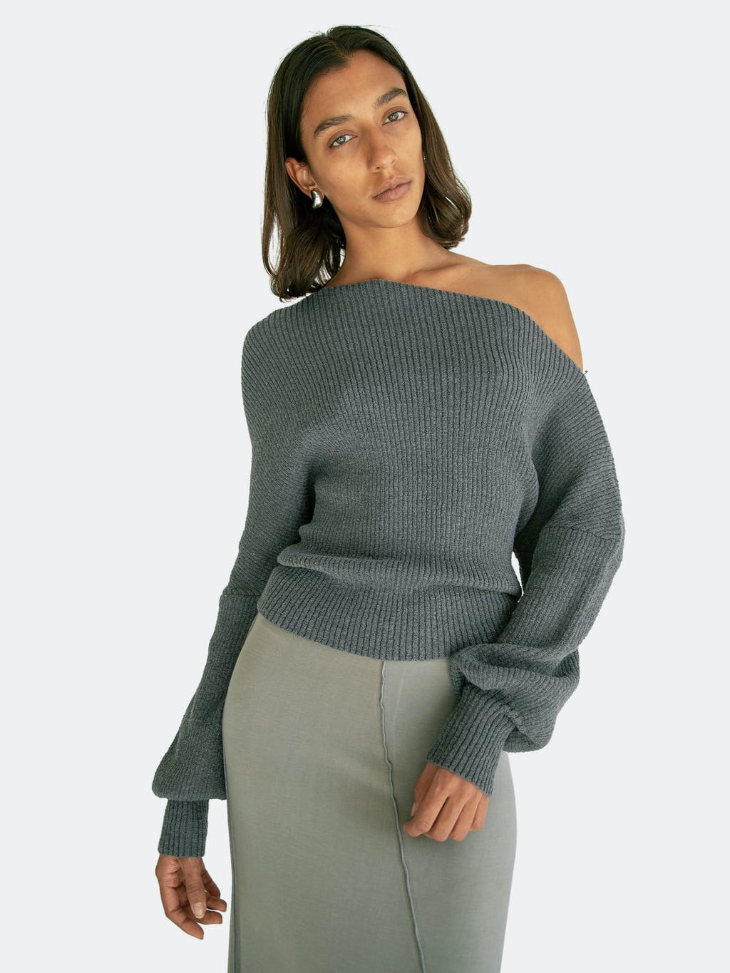 Leon Off-the-Shoulder Ribbed Sweater