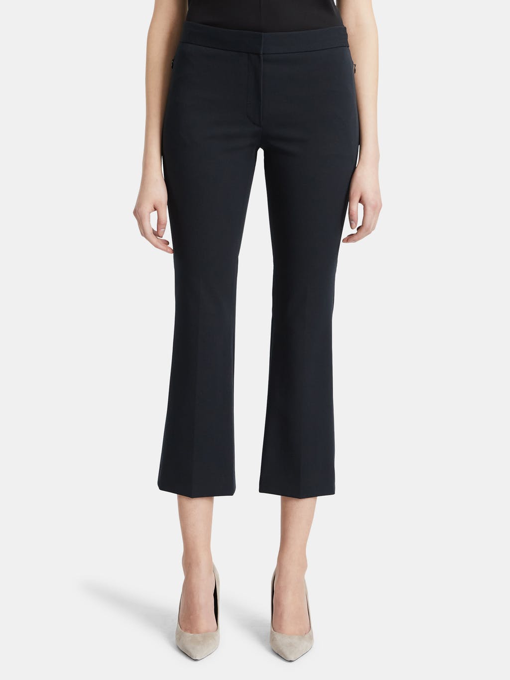 Twill Mid Rise Cropped Kick Flare Pants