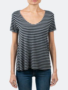 Silk Touch Striped V-Neck Tee