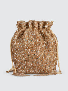 Mini Pearl Drawstring Bag Champagne