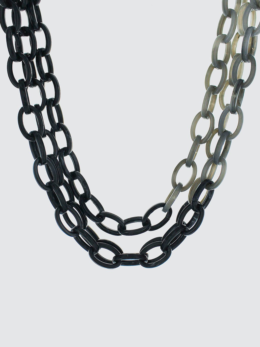 Black & Grey Resin Link 3 Row Necklace
