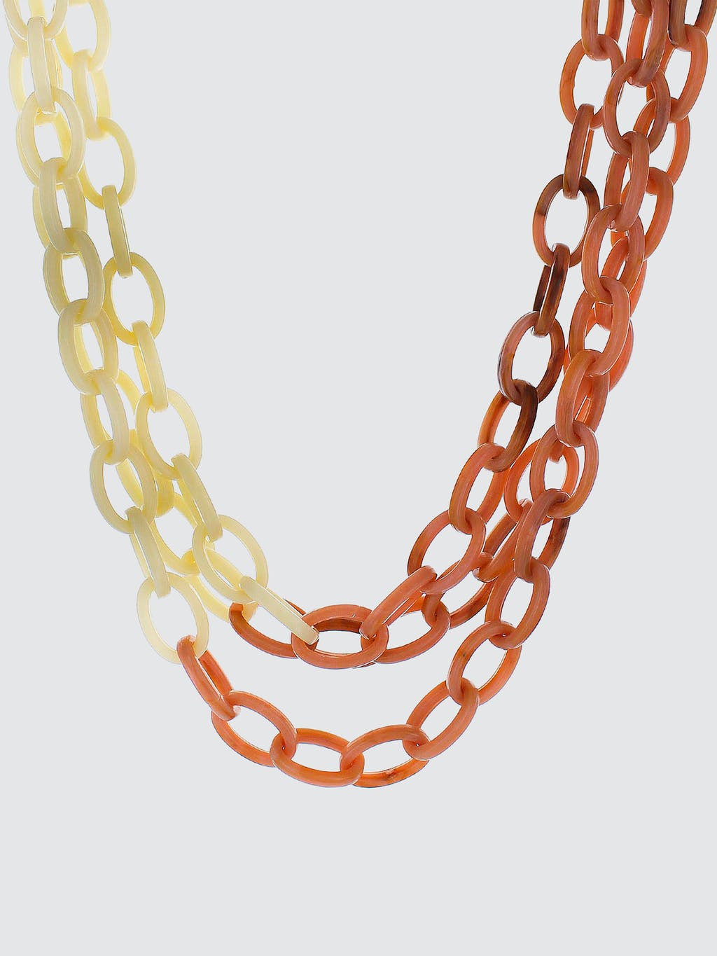 Ivory & Blush Resin Link 3 Row Necklace