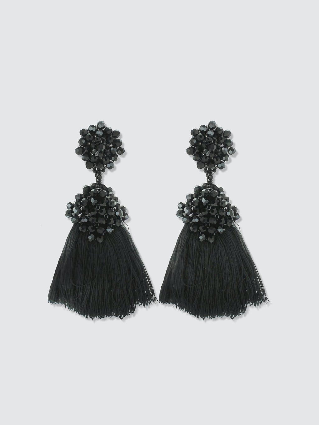 Crystal And Tassel Statement Post Earrings