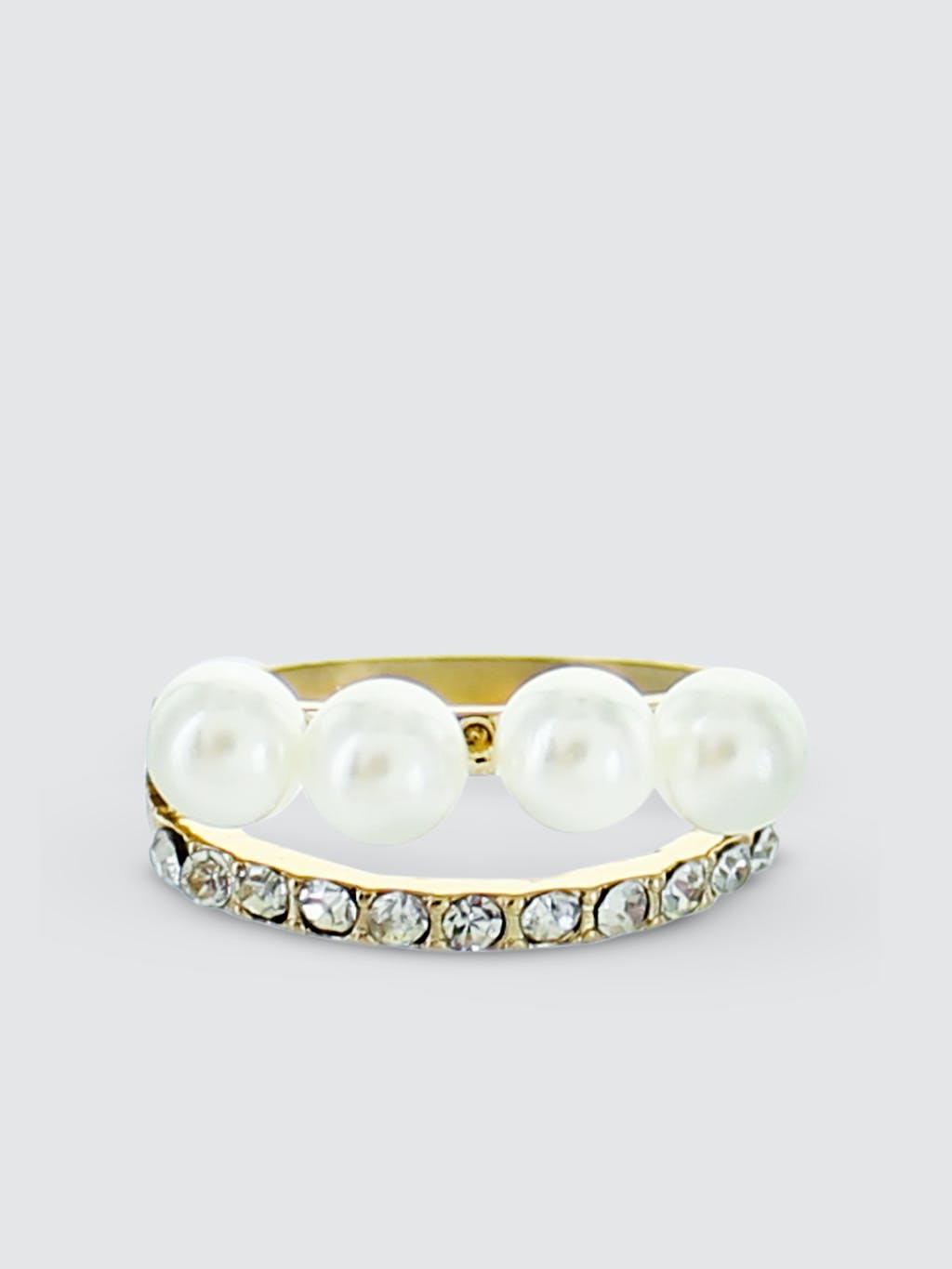 Crystal And Pearl Ring