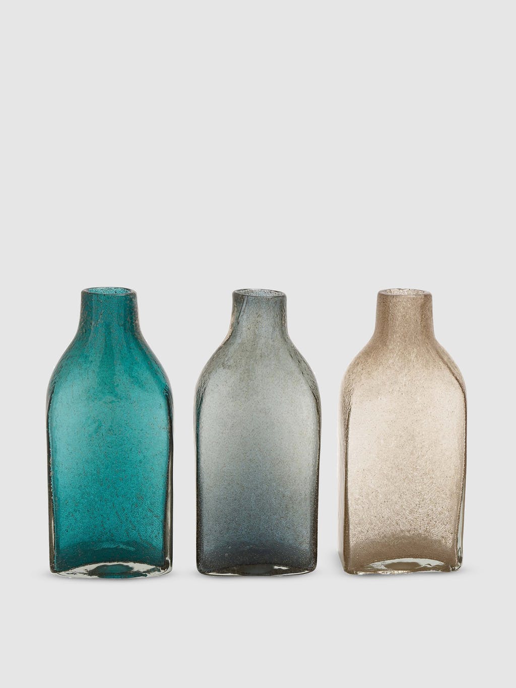 Glass Bottle Vases, Set of 3