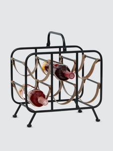Metal And Leather Wine Rack
