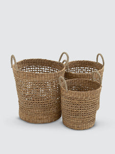 Geometric-Patterned Baskets, Set Of 3