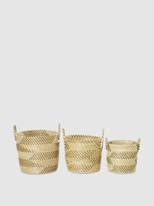 Geometric-Patterned Baskets, Set Of 3