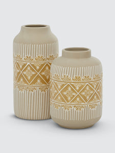 Bohemian Ceramic Vases, Set Of 2